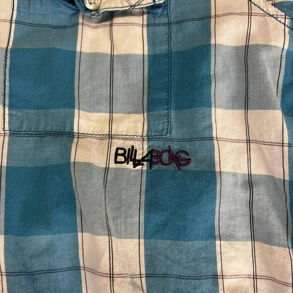 Billabong Shirt Mens Size Large Blue Plaid Short Sleeve Button Up Beach Surfwear - Picture 5 of 7